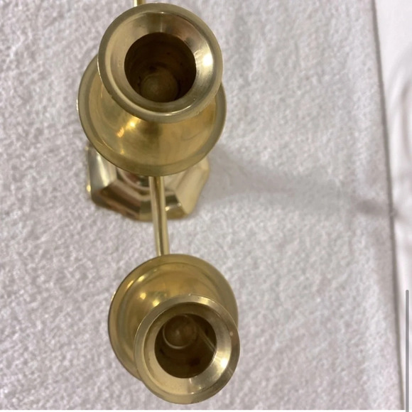 Vintage Brass 3  Candle Candelabra Candle Holder - Picture 7 of 15